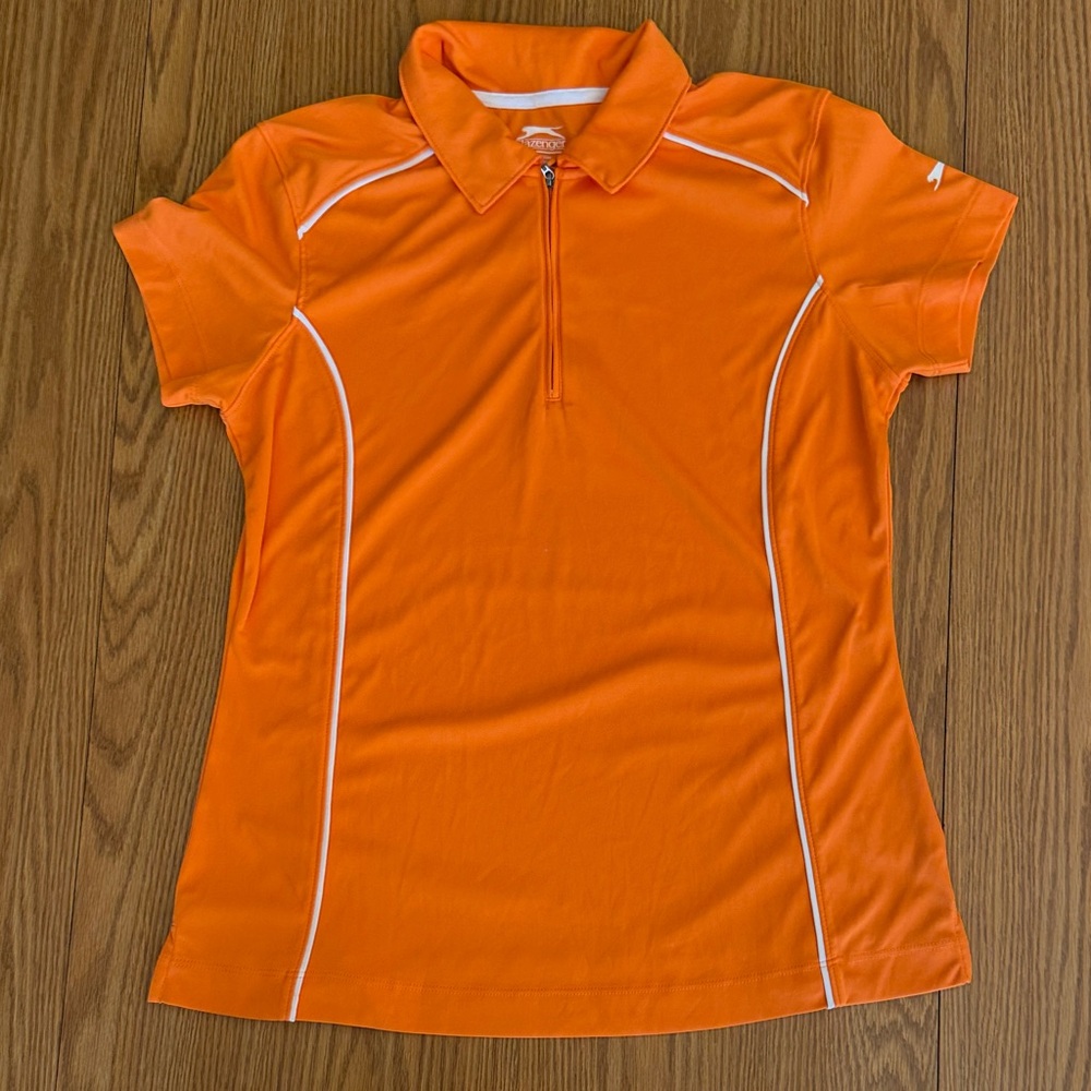 3 Slazenger Women's Short Sleeve 1/4 Zip Up Polo Shirts Orange, Pink, & Lilac - Picture 2 of 7